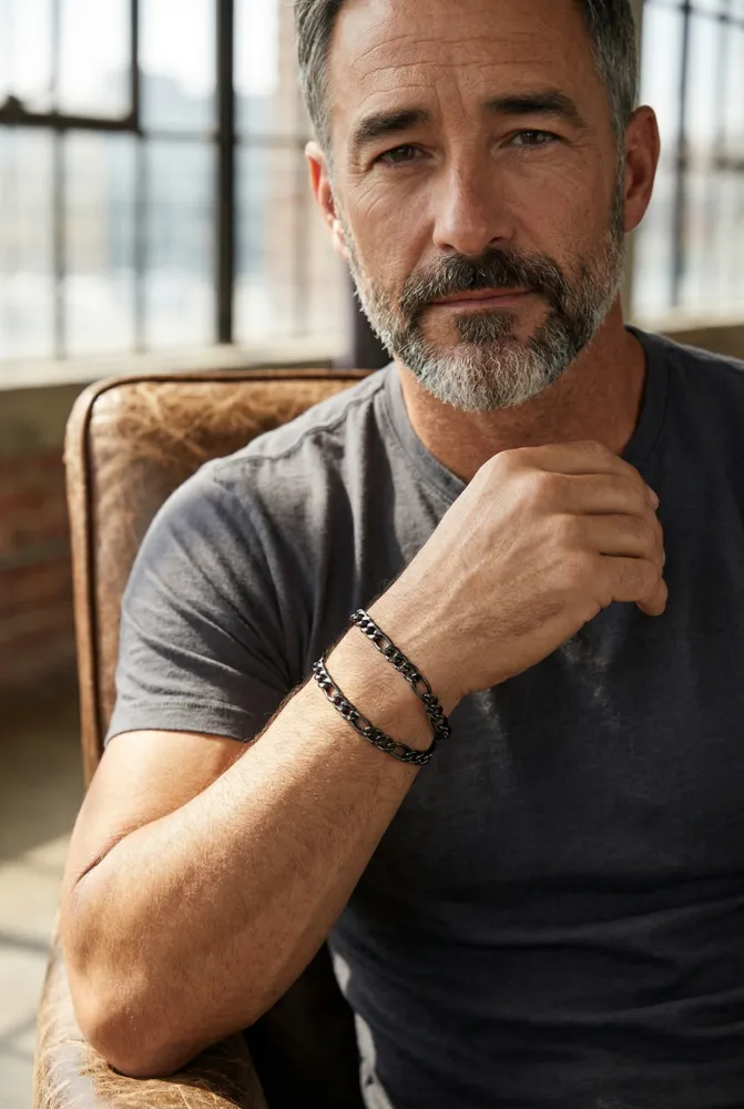 Pulsera de Acero Negro Figaro 21 cm 2