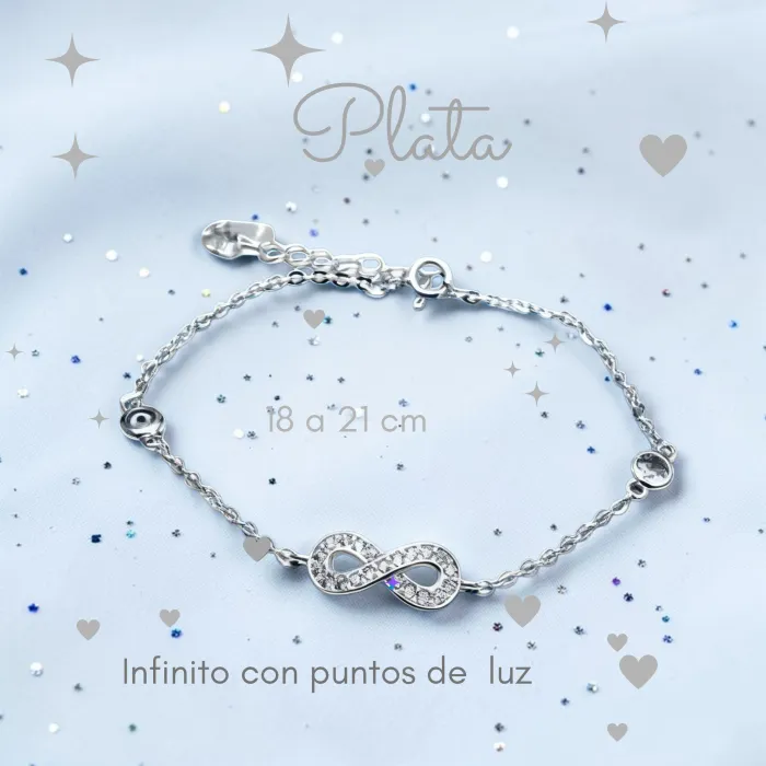Pulsera Infinito de Plata con Puntos de Luz