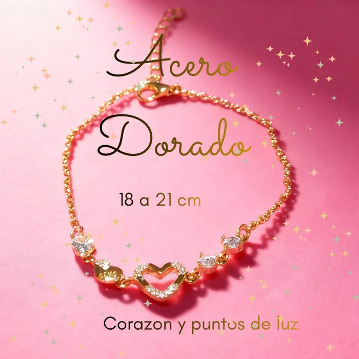 Pulsera Corazón de Acero Dorado