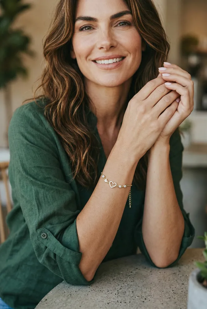 Pulsera Corazón de Acero Dorado 2