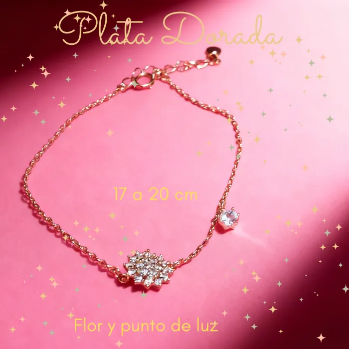 Pulsera de Plata Dorada con Brillos