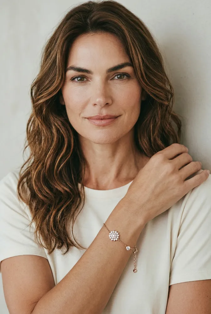 Pulsera de Plata Dorada con Brillos 2