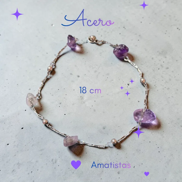 Pulsera de Acero con Amatistas