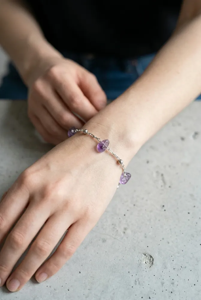 Pulsera de Acero con Amatistas 2