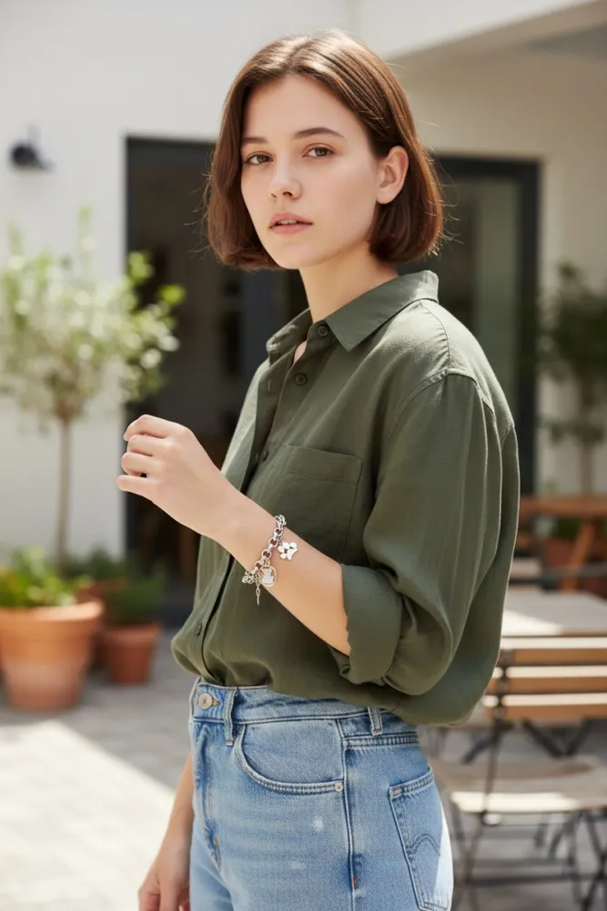 Pulsera de Acero con Charm de Gatito 2