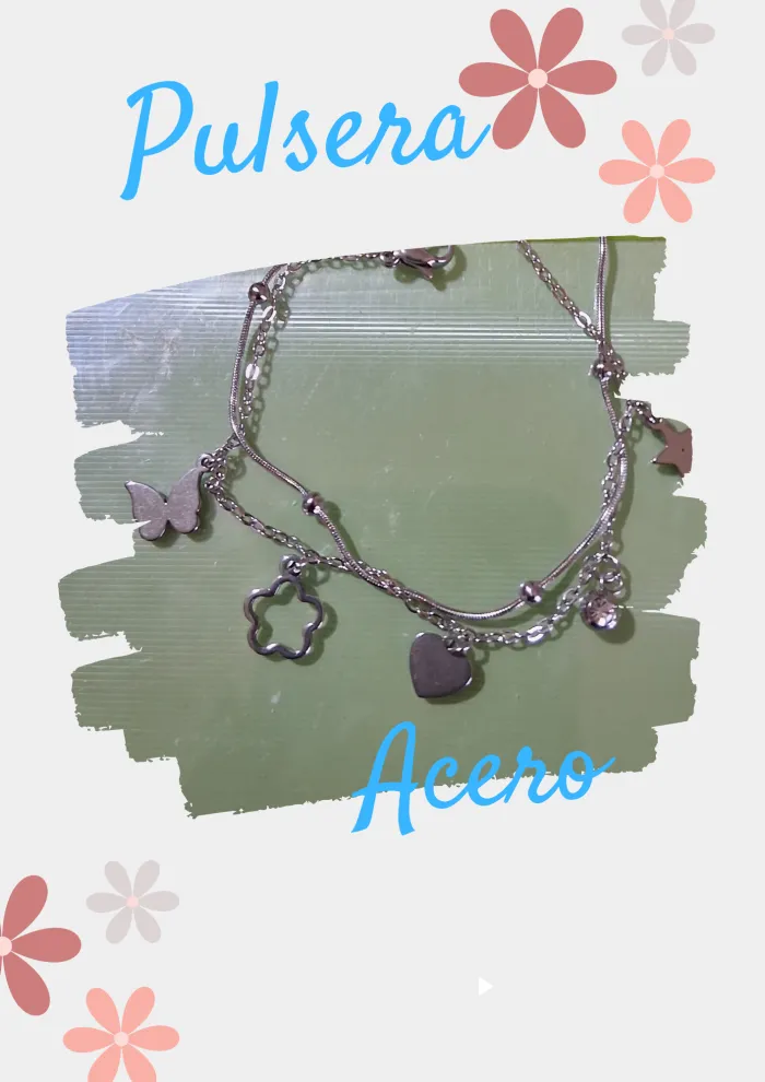 Pulsera Acero doble con dijes