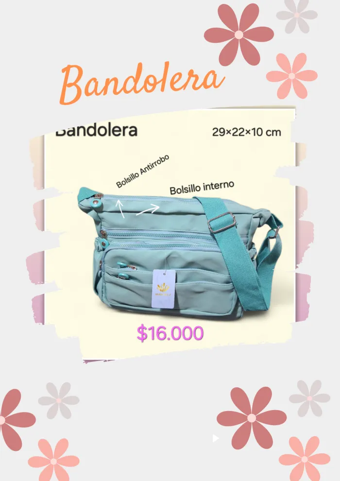 Bandolera bolsito verde 29×22×10 cm