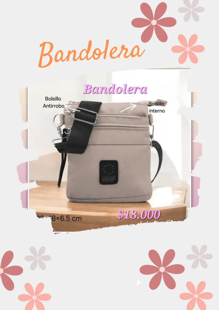 Bandolera nute múltiples bolsillos