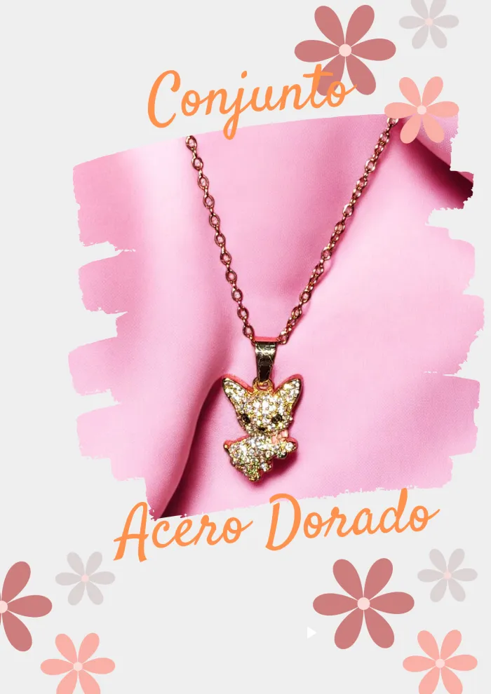 Conjunto Acero Dorado perrito micropave