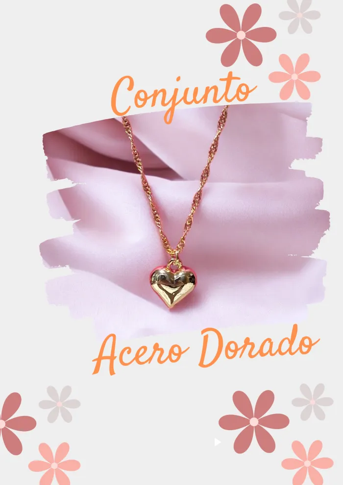 Conjuntos Acero Dorado c/corazon