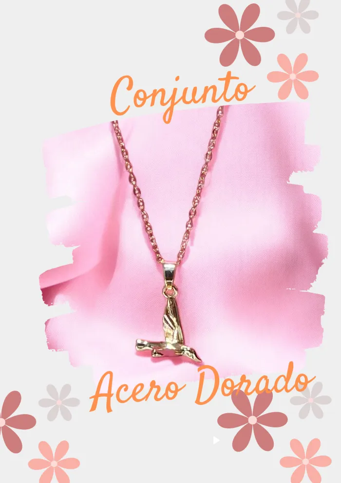 Conjunto Acero Dorado colibri
