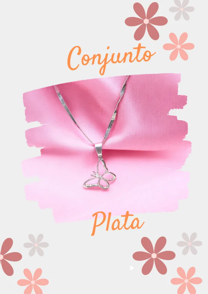 Conjunto Plata mariposa calada 