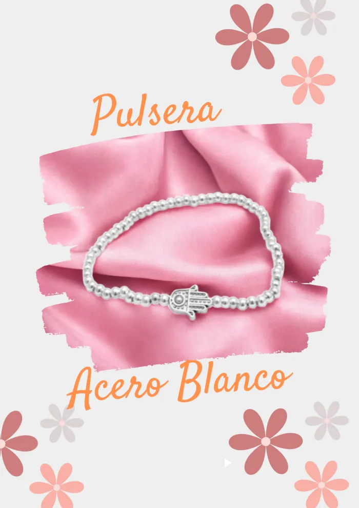 Pulsera Acero Blanco  elastizada mano/estrella