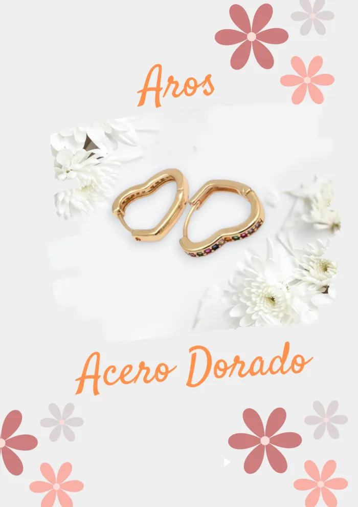 Aros Acero blanco/dorado 