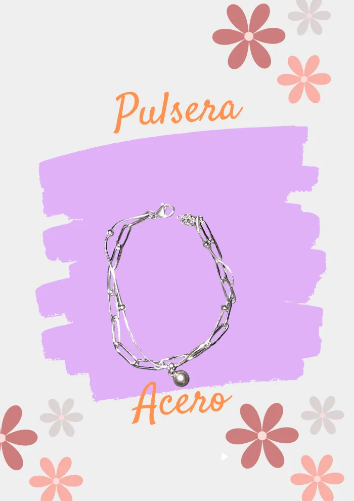 Pulsera Acero doble con dijes 2