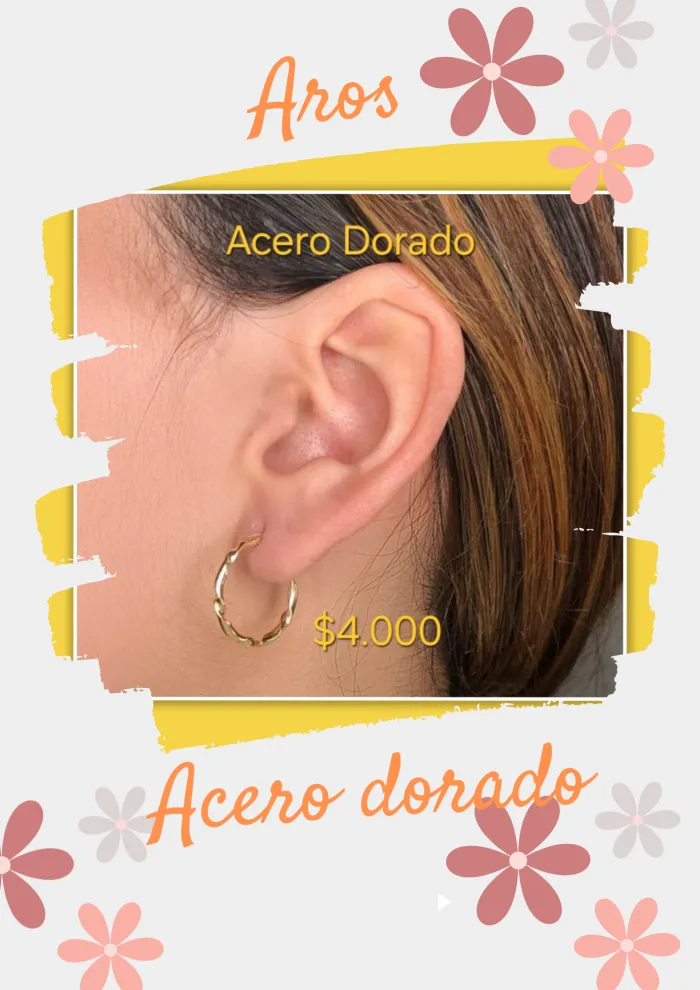 Aros Acero blanco/dorado