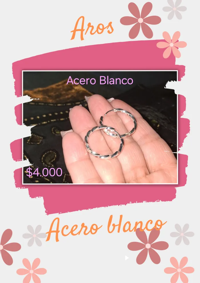Aros Acero blanco/dorado 2