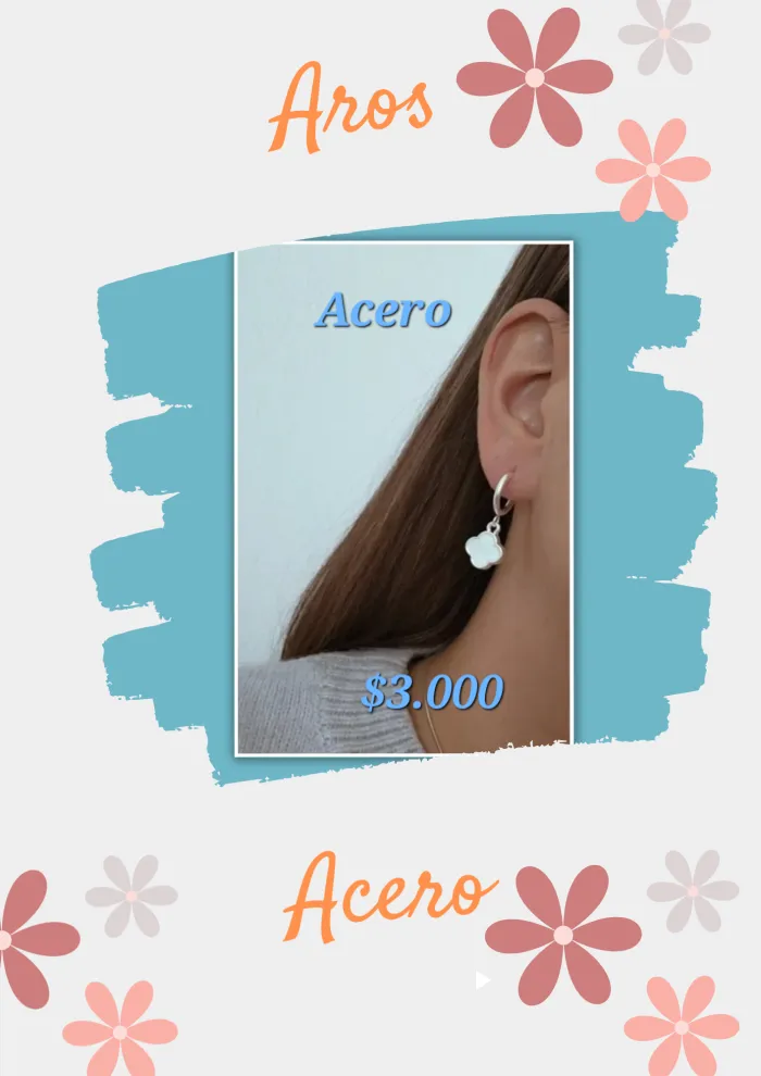 Argollitas c/dije Acero/Acero dorado