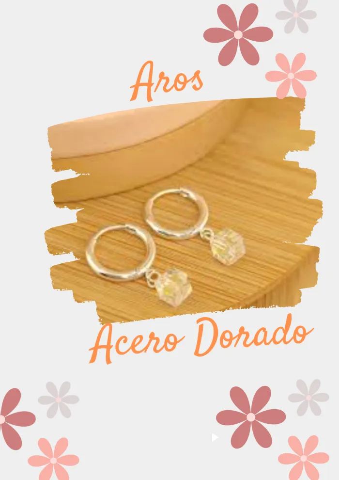 Argollitas c/dije Acero/Acero dorado 2