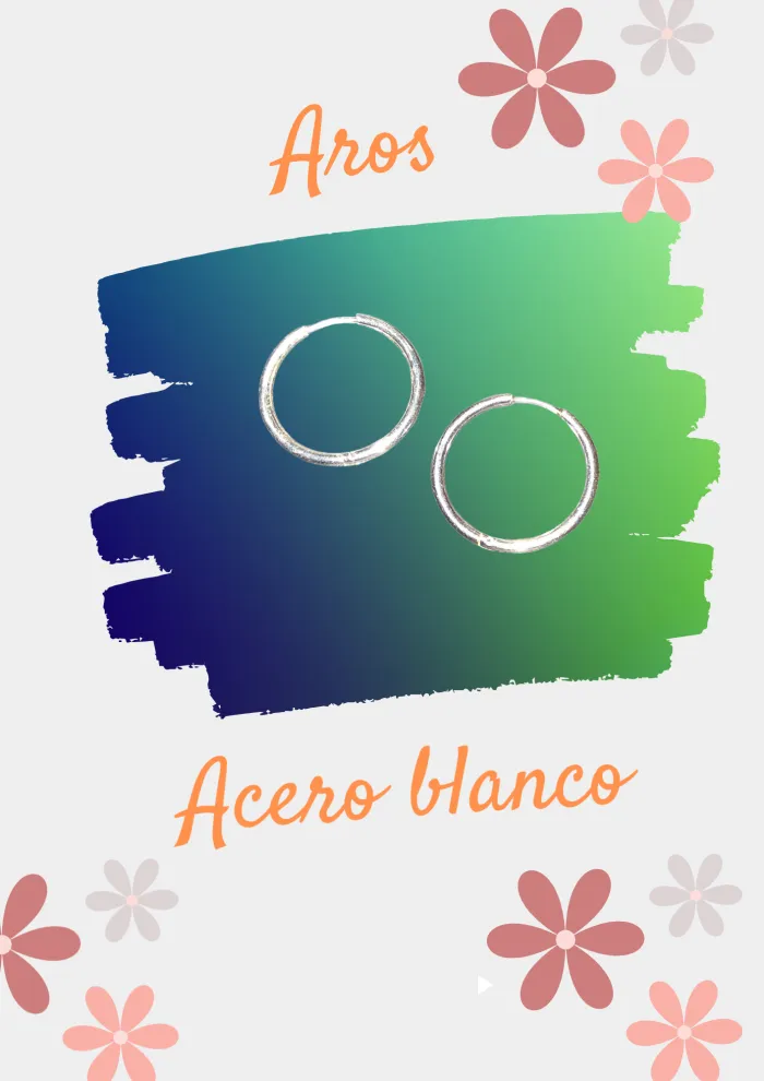 Aros argollas acero blanco/dorado
