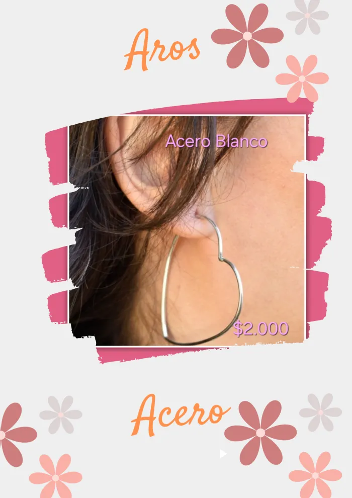 Argollas acero blanco 2.5/corazon 4.5cm/dorado 3.5