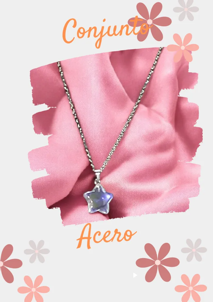 Conjuntos Acero 45cm dije estrella/mariposa