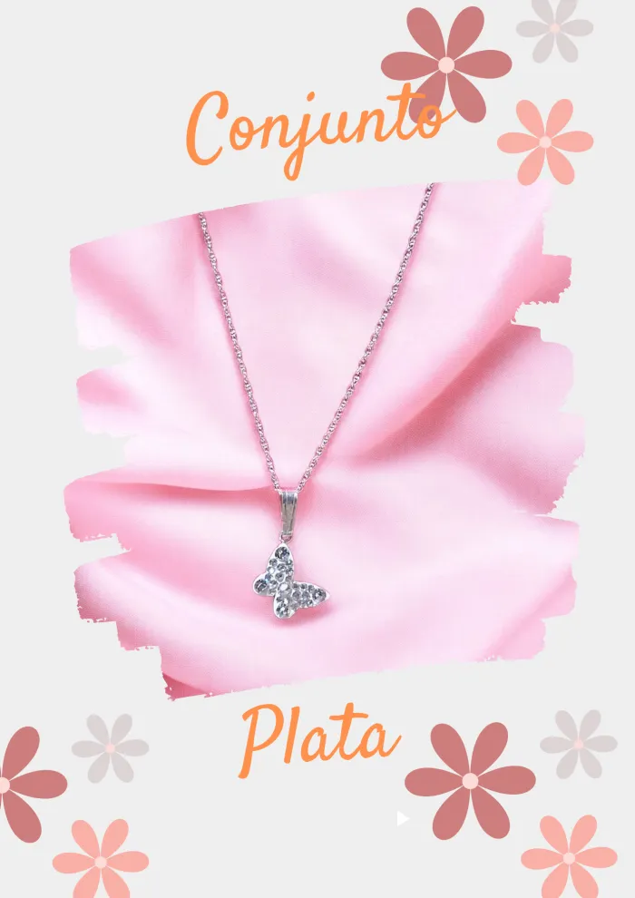 Conjunto Plata mariposa cubic