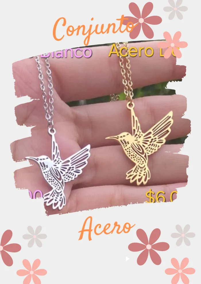 Conjuntos colibríes acero /acero dorado