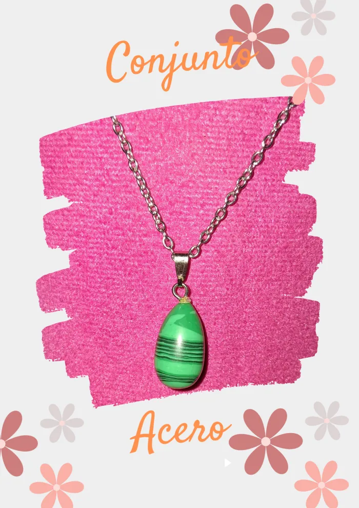 Conjuntos Acero piedra malaquita/amatista