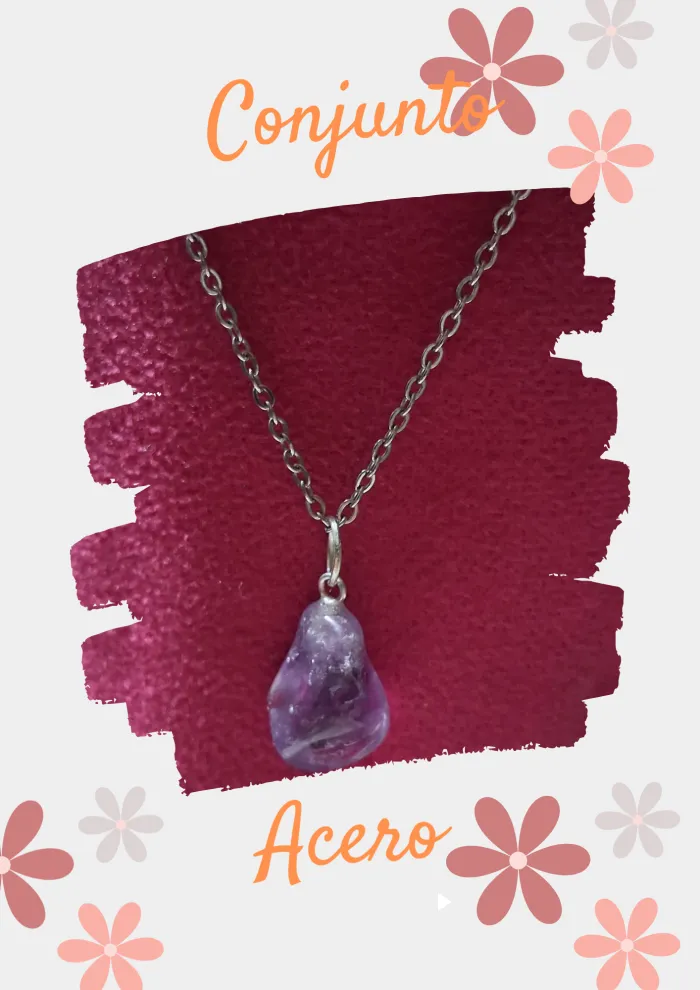 Conjuntos Acero piedra malaquita/amatista 2