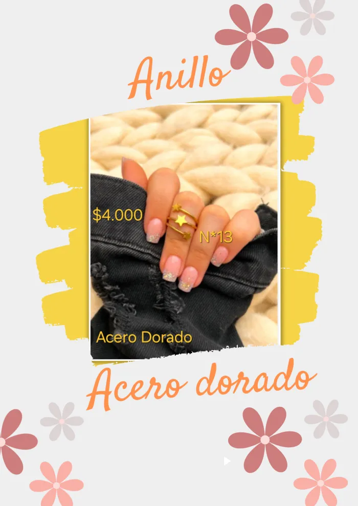 Anillo acero dorado triple estrellas