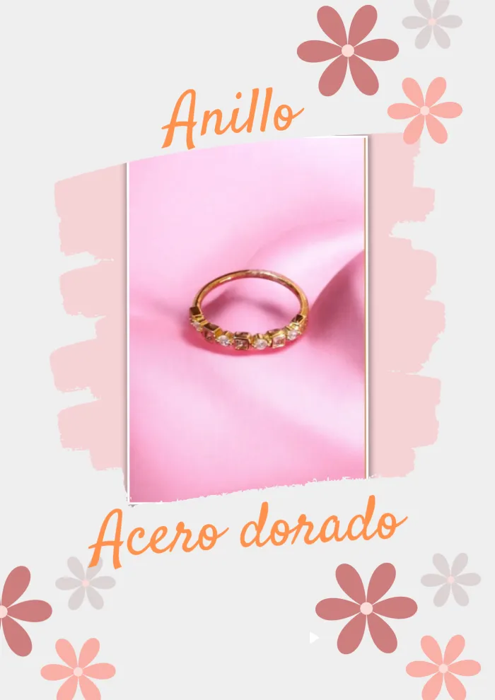 Anillo acero dorado con cubic