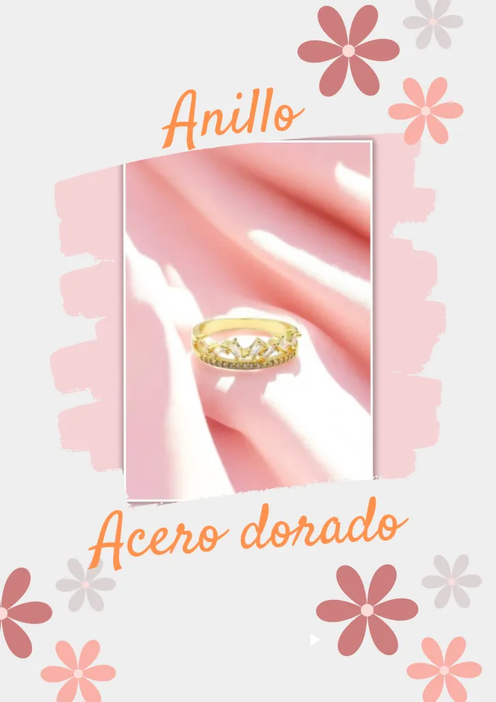 Anillo acero dorado con cubic