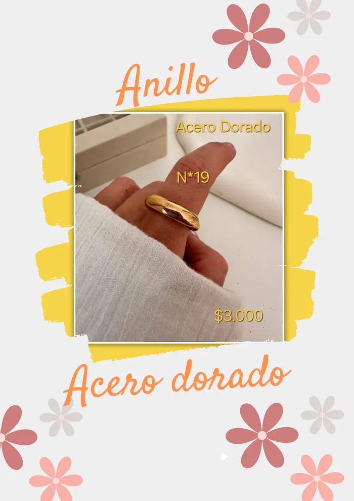 Anillo acero dorado chunky