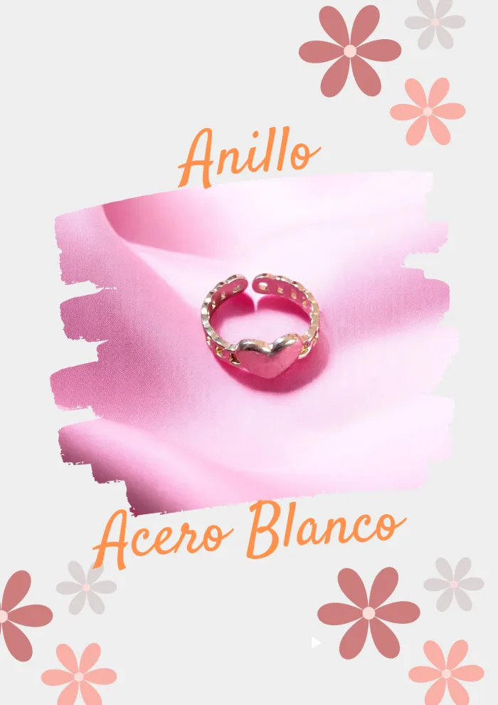 Anillo Acero blanco corazon
