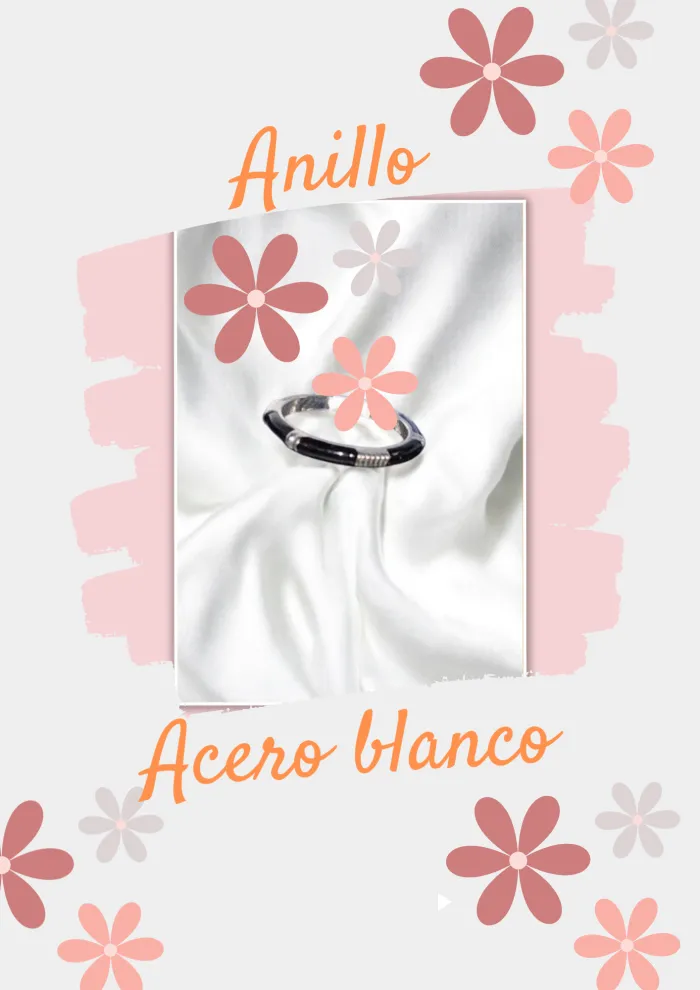 Anillo Acero blanco con esmalte negro