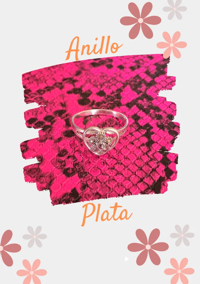 Anillo Plata corazon con marquesitas