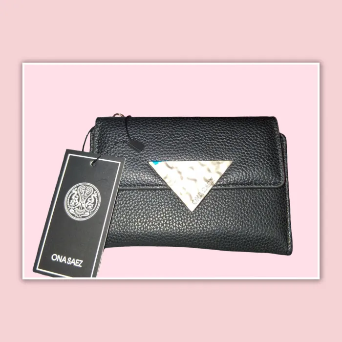 Billetera negra con nacar Ona Saez 