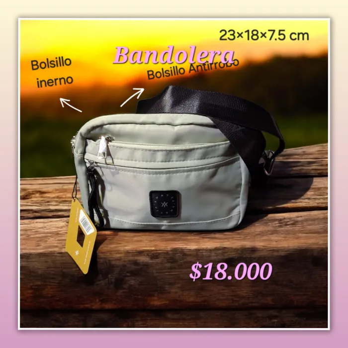 Bandolera verde agua