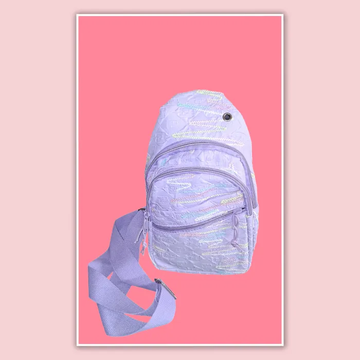 Morral bandolera lila/verde agua