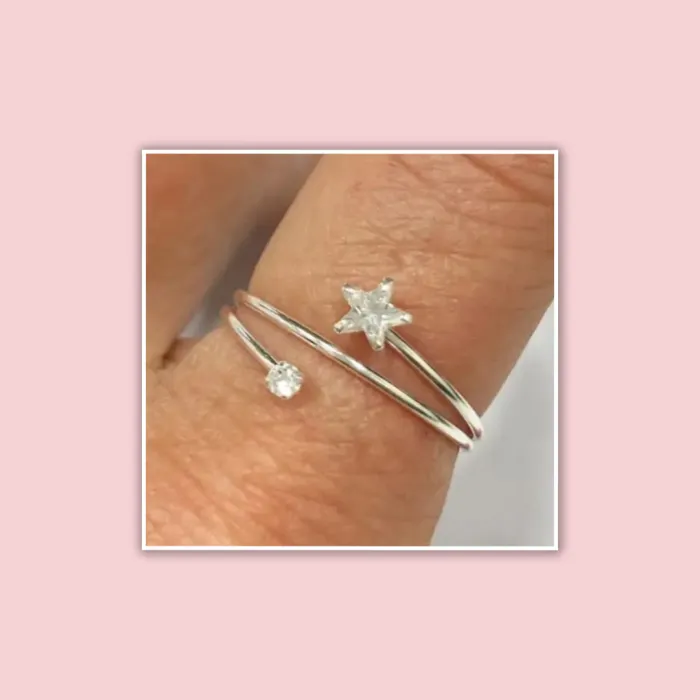 Anillo Plata estrellita cubic