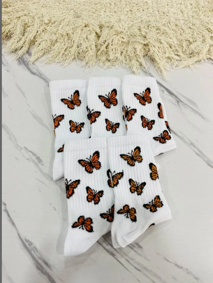 MEDIAS 3/4 ADULTO ALGODON MARIPOSITAS