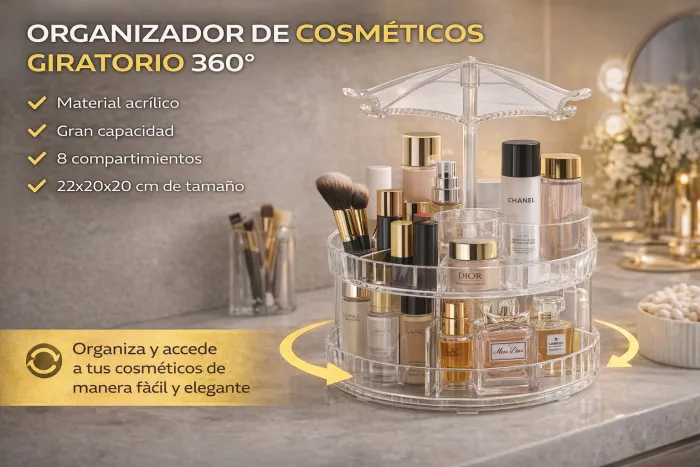 SET ORGANIZADOR COSMETICOS GIRATORIO 360