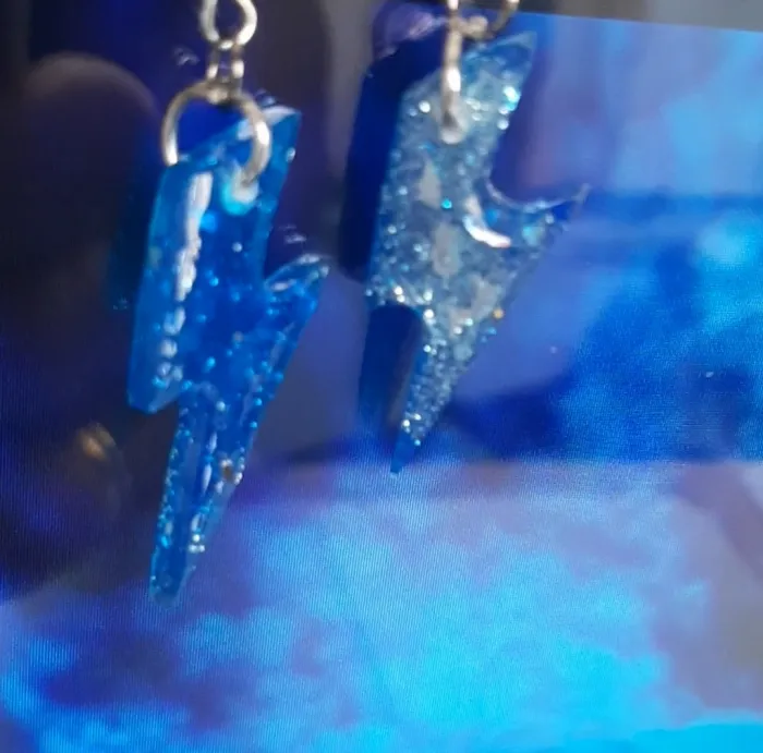 Pendientes Rayo Azul Glitter