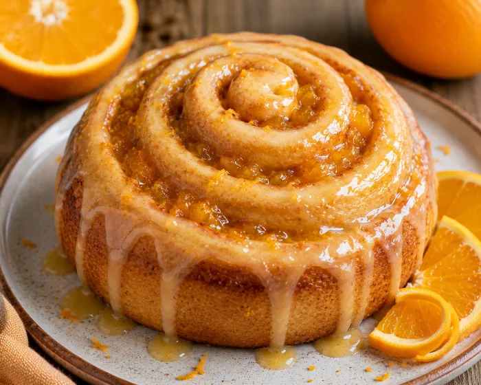 Rollo de canela relleno de naranja 