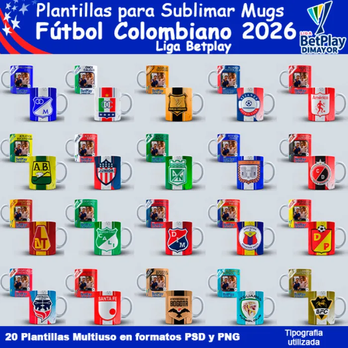 Plantillas Para Tazas Fútbol Colombiano 