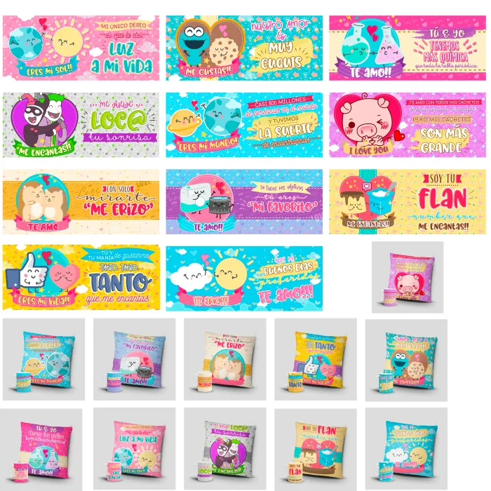 PACK DE PLANTILLAS CON FRASES DE AMOR-MULTIUSO