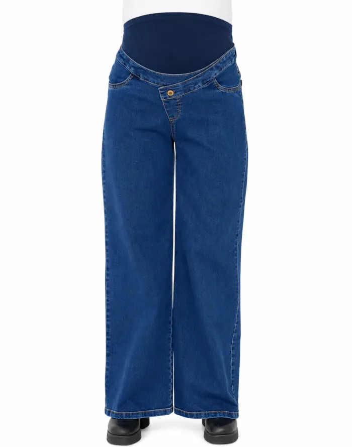 Jean Wide Leg Botón Falso 