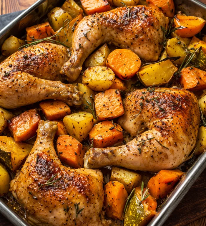 Pollo con verduras al horno