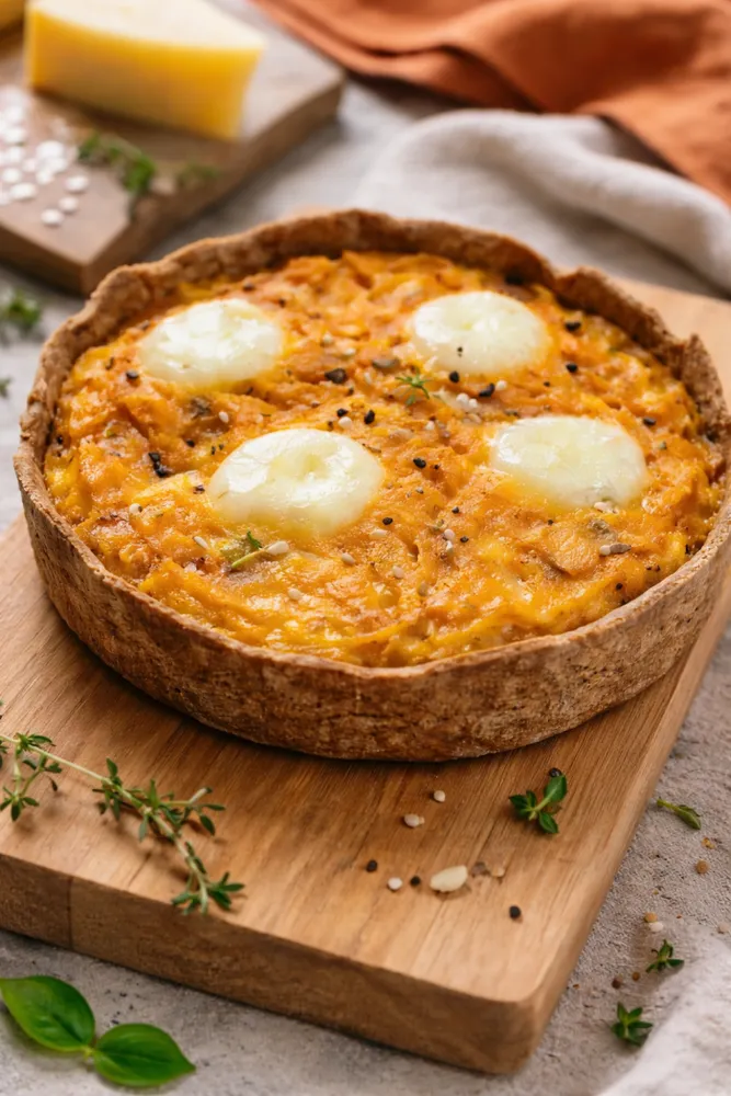 Tarta integral e individual de calabaza y queso.